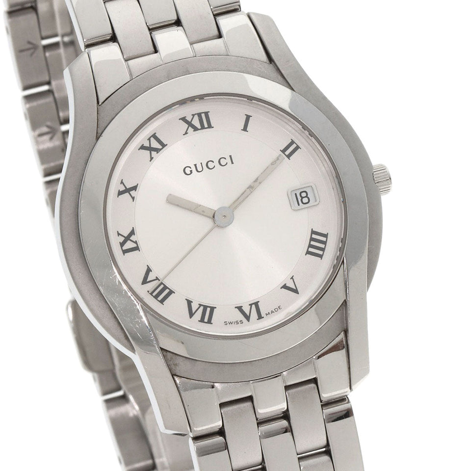 Gucci Watches Quartz 5500M Stainless Steel , Stainless Steel Silver Round face Silver dial mens