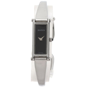 Gucci Watches Quartz 1500L Stainless Steel , Stainless Steel Silver Square face black dial Women