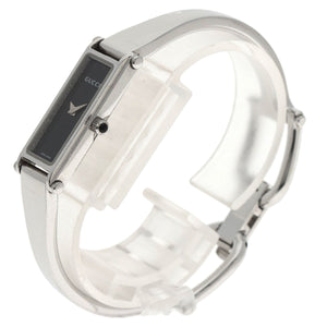 Gucci Watches Quartz 1500L Stainless Steel , Stainless Steel Silver Square face black dial Women