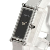 Gucci Watches Quartz 1500L Stainless Steel , Stainless Steel Silver Square face black dial Women