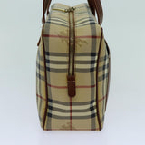 Luxury Burberry Nova Check Shoulder Bag PVC Leather Beige Auth 70347