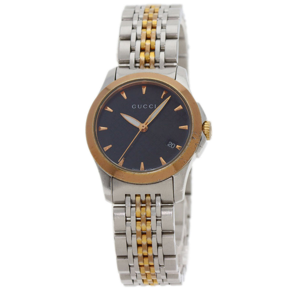 Gucci Watches Quartz 126.5 Stainless Steel , SSxGP Silver G timeless black dial Women