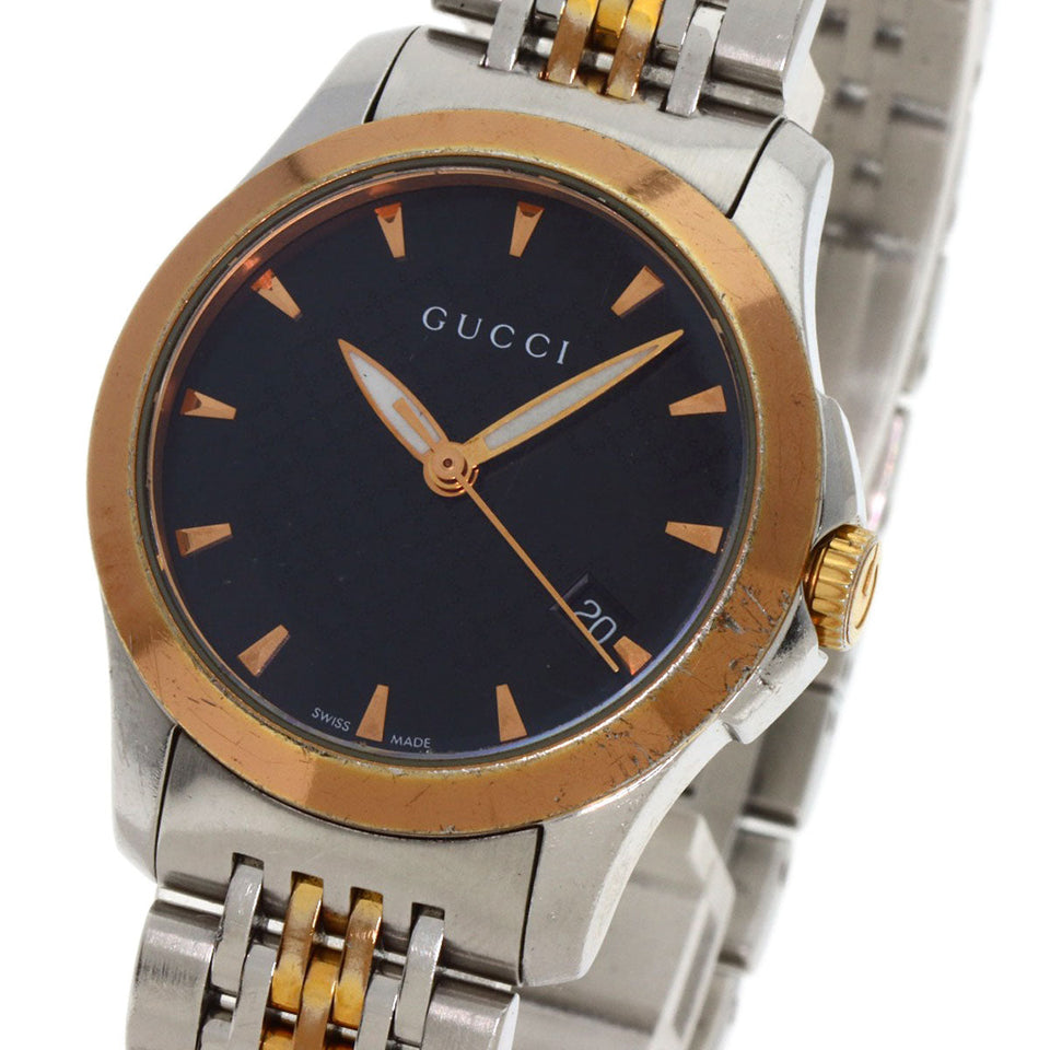 Gucci Watches Quartz 126.5 Stainless Steel , SSxGP Silver G timeless black dial Women
