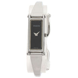 Gucci Watches Quartz 1500L Stainless Steel , Stainless Steel Silver Square face black dial Women