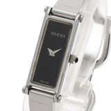 Gucci Watches Quartz 1500L Stainless Steel , Stainless Steel Silver Square face black dial Women
