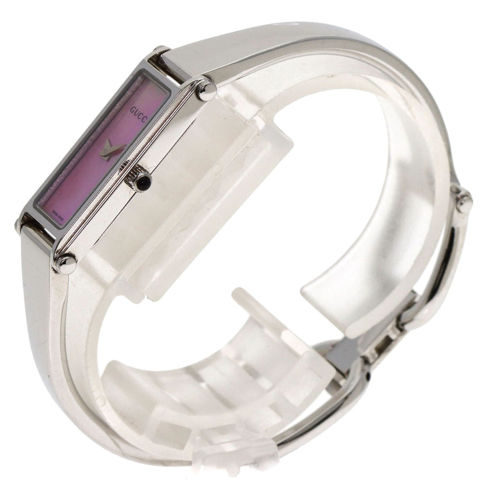 Gucci Watches Quartz 1500L Stainless Steel , Stainless Steel Silver Square face Pink shell dial Women