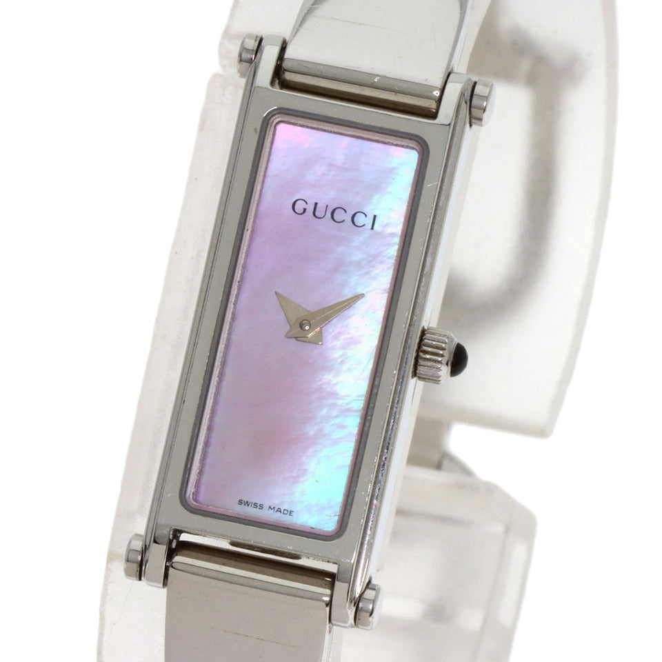 Gucci Watches Quartz 1500L Stainless Steel , Stainless Steel Silver Square face Pink shell dial Women