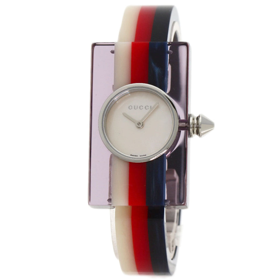 Gucci Watches Quartz YA143523 Stainless Steel, Acrylic Resin Red Vintage web shell dial Women