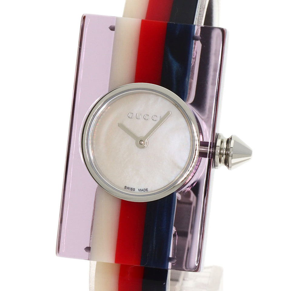Gucci Watches Quartz YA143523 Stainless Steel, Acrylic Resin Red Vintage web shell dial Women