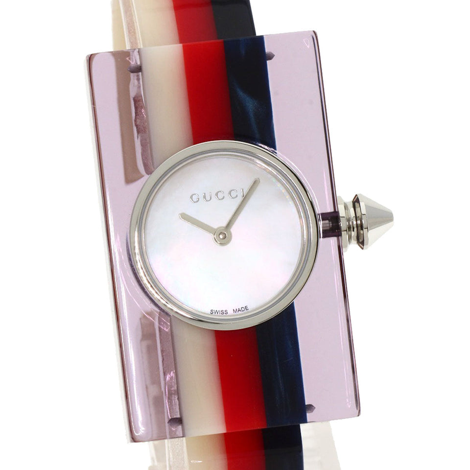 Gucci Watches Quartz YA143523 Stainless Steel, Acrylic Resin Red Vintage web shell dial Women