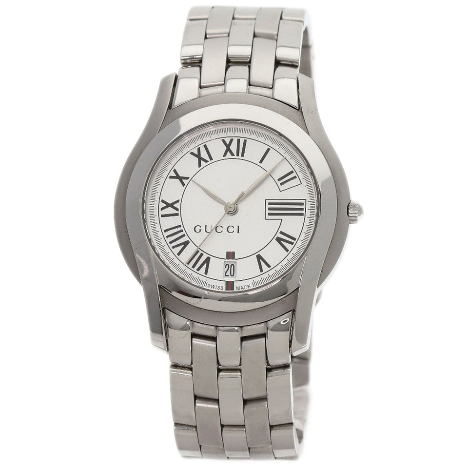 Gucci Watches Quartz Stainless Steel , Stainless Steel Silver 5500M Silver dial mens