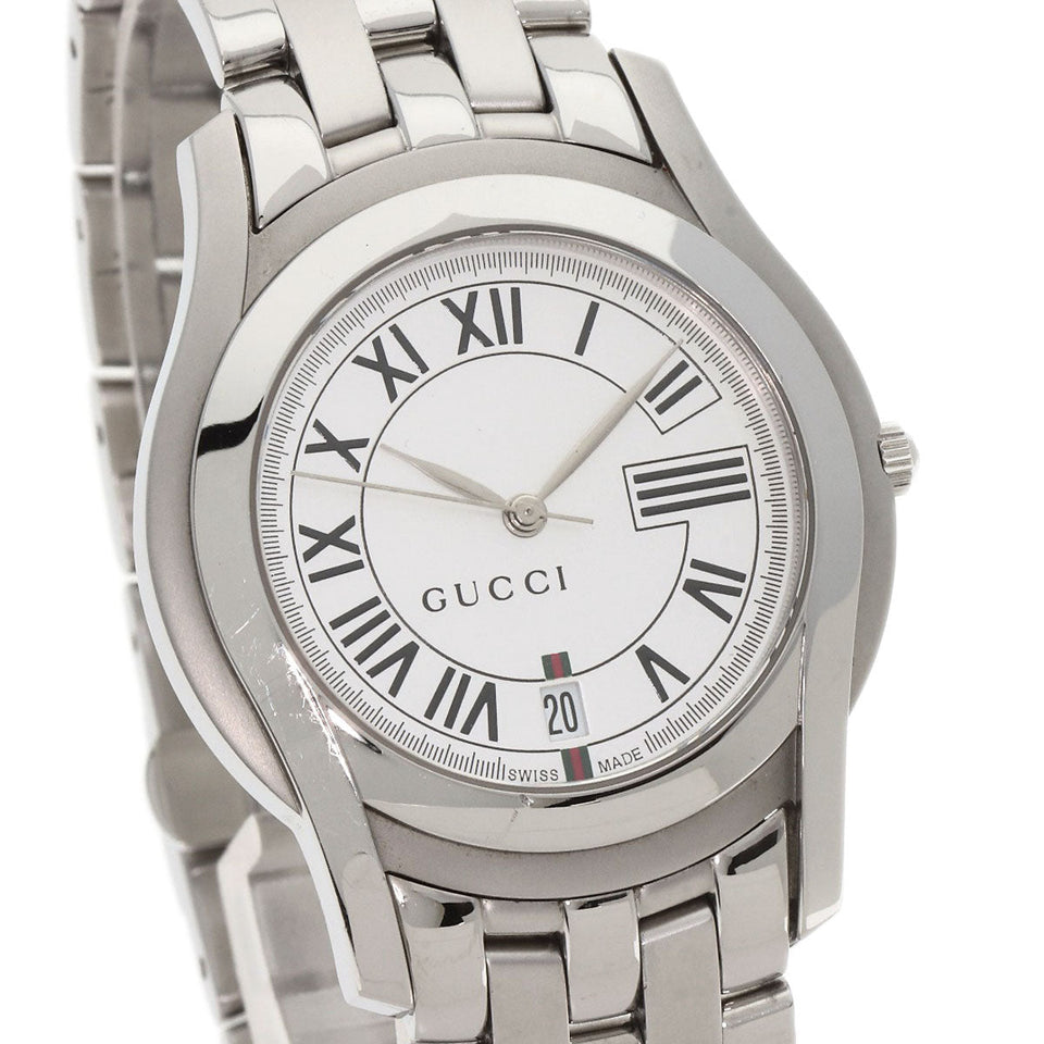 Gucci Watches Quartz Stainless Steel , Stainless Steel Silver 5500M Silver dial mens