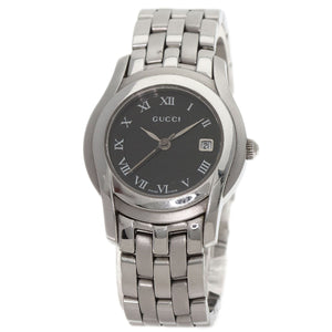 Gucci Watches Quartz Stainless Steel , Stainless Steel Silver 5500L black dial Women