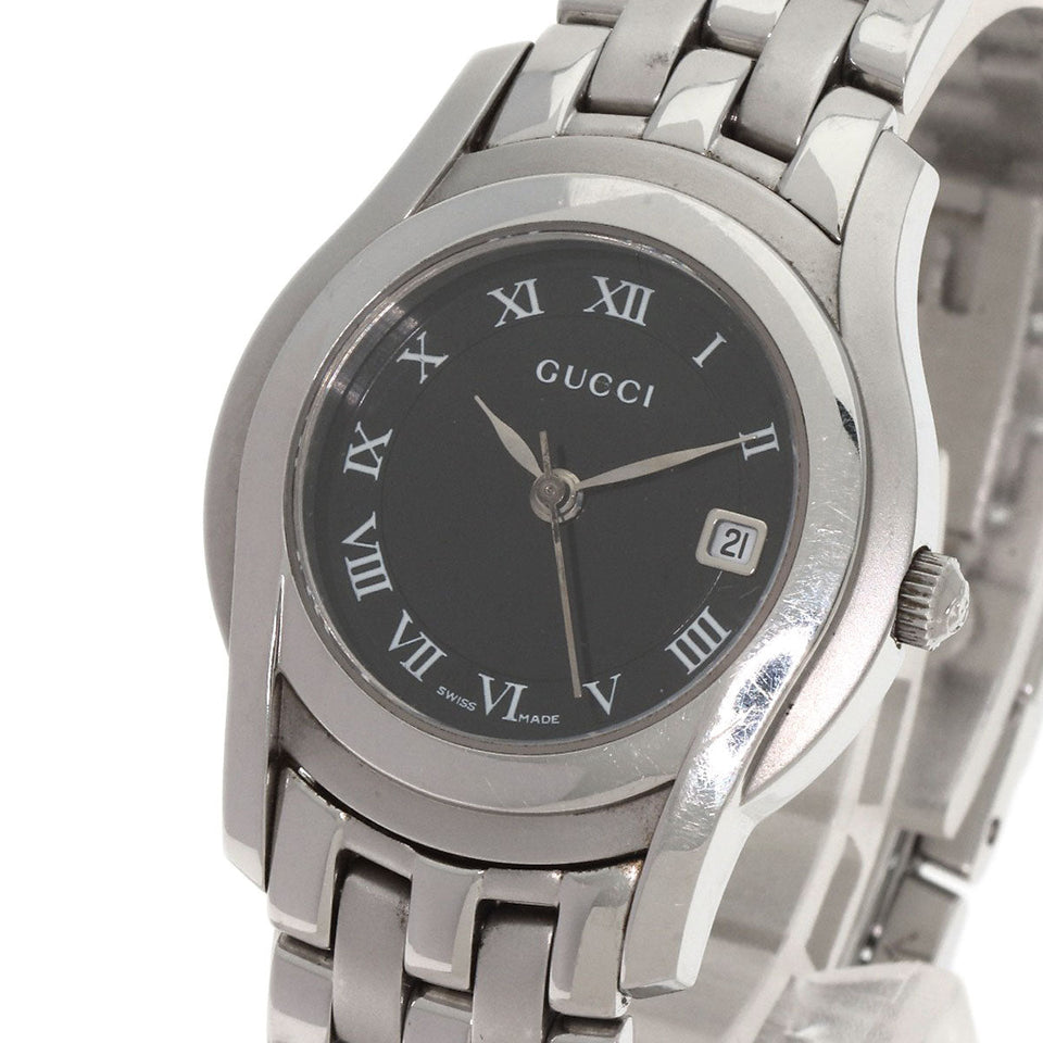 Gucci Watches Quartz Stainless Steel , Stainless Steel Silver 5500L black dial Women