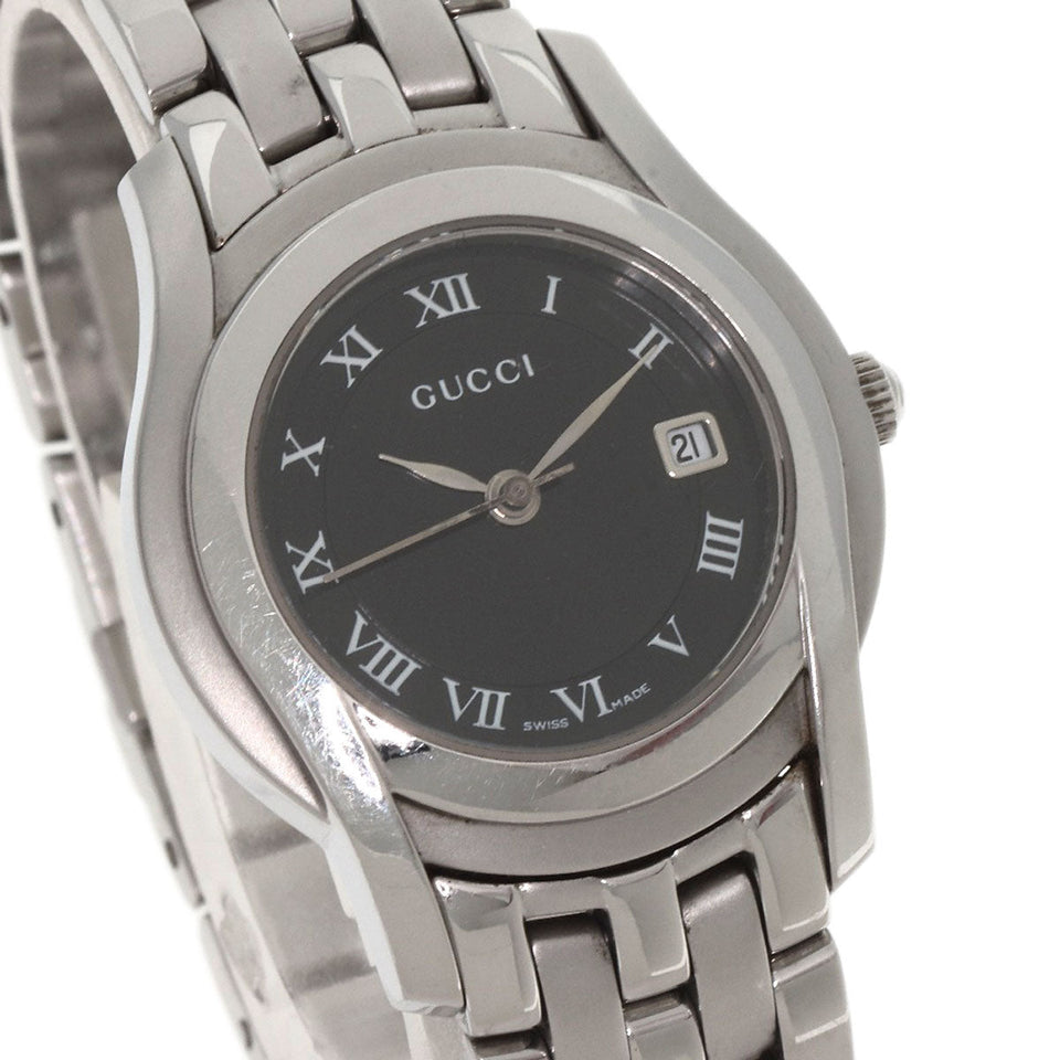Gucci Watches Quartz Stainless Steel , Stainless Steel Silver 5500L black dial Women