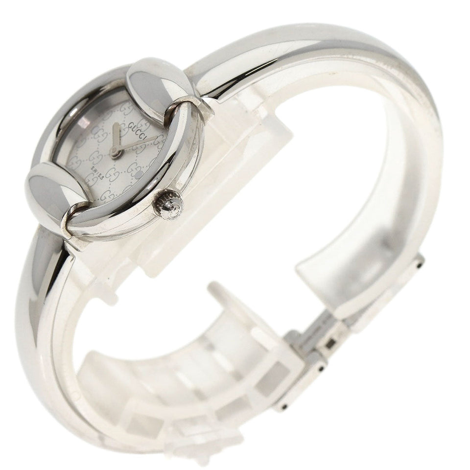 Gucci Watches Quartz 1400L Stainless Steel , Stainless Steel Silver Round face Silver dial Women