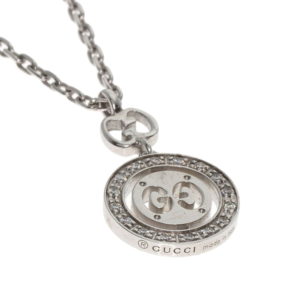 Gucci Necklace K18WG Silver Icon Twirl Diamond