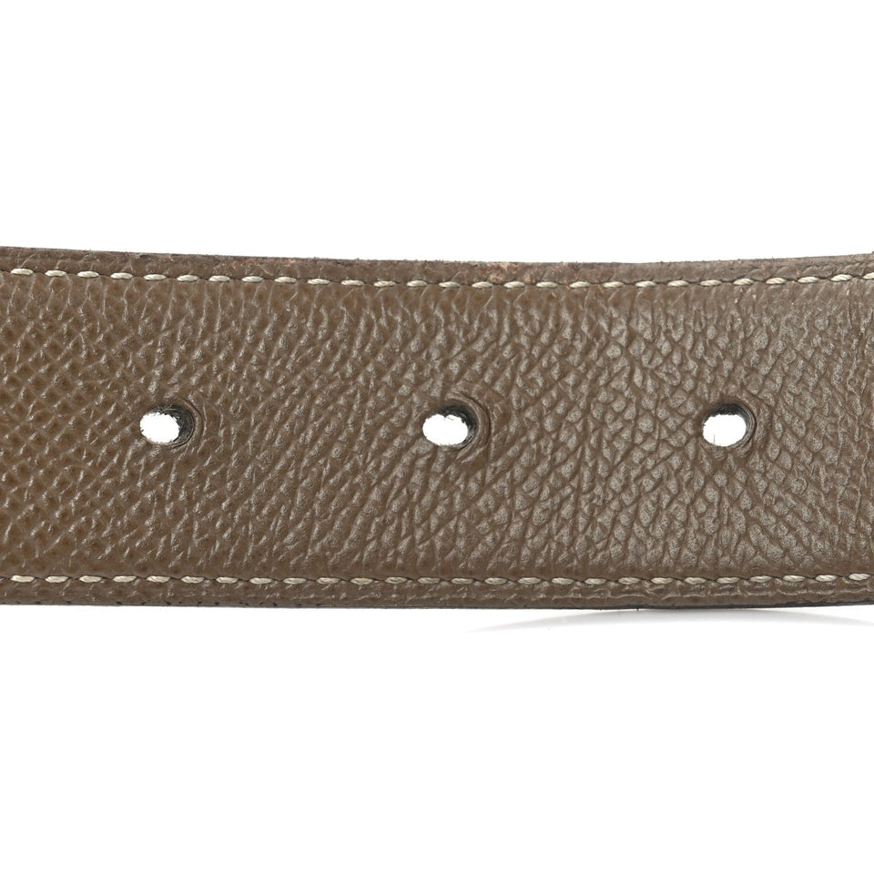 Hermes Epsom Swift 32mm Striee H Belt   90 36 Etoupe Black
