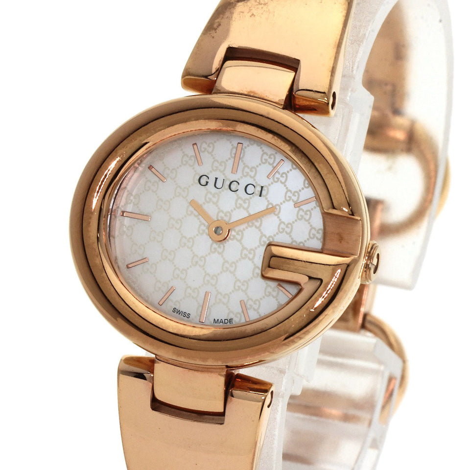 Gucci Watches Quartz 134.5 PGP , PGP gold GG shell bangle White shell dial Women