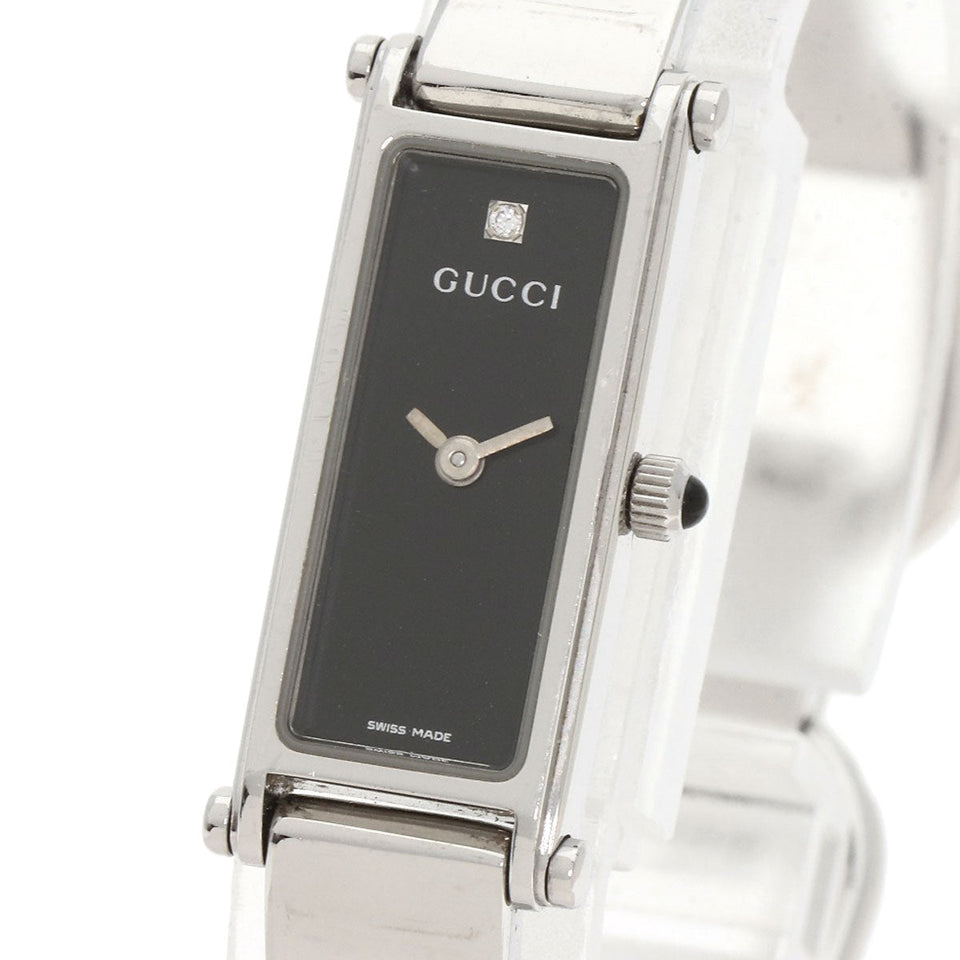 Gucci Watches Quartz 1500L Stainless Steel , Stainless Steel Silver 1P diamond black dial Women
