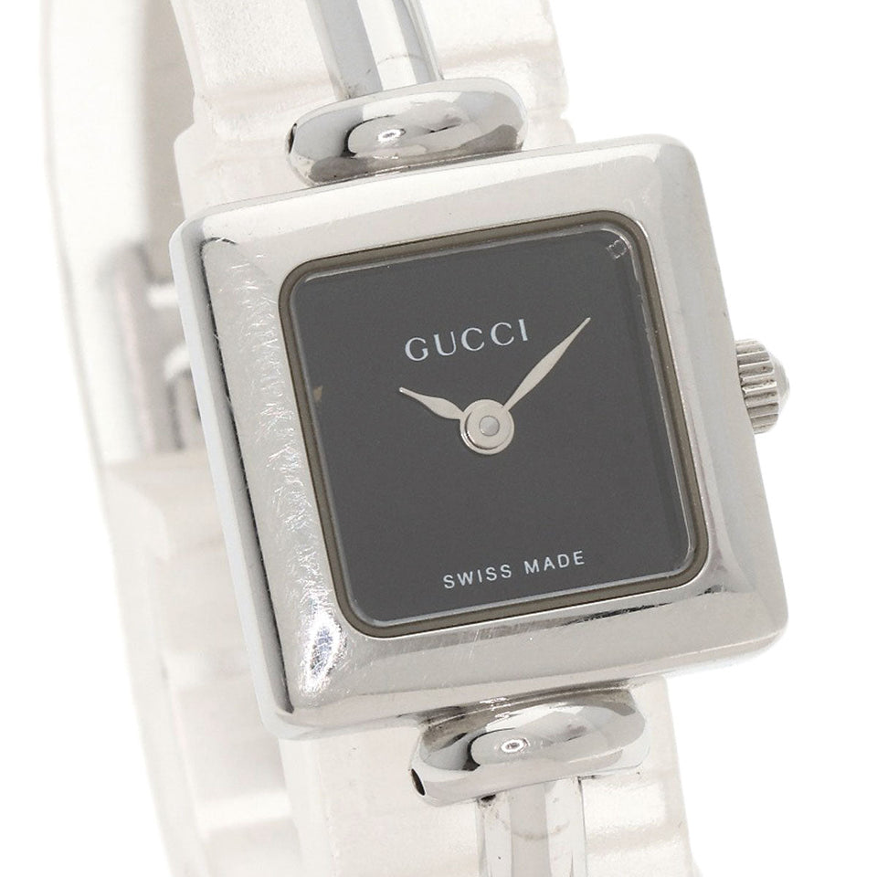 Gucci Watches Quartz Stainless Steel , Stainless Steel Silver 1900L black dial Women