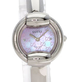 Gucci Watches Quartz 1400L Stainless Steel , Stainless Steel Silver Round Face GG Pink Shell Bangle Pink shell dial Women