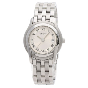 Gucci Watches Quartz 5500L Stainless Steel , Stainless Steel Silver Round face Silver dial Women