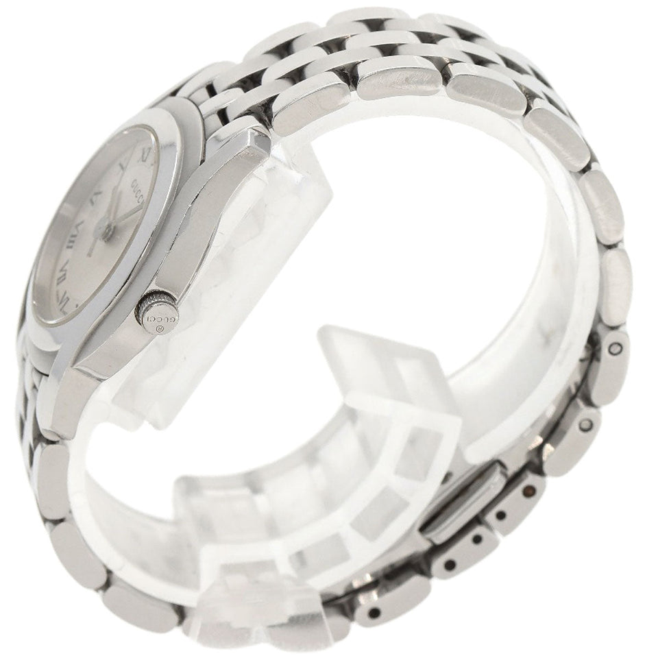 Gucci Watches Quartz 5500L Stainless Steel , Stainless Steel Silver Round face Silver dial Women