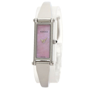 Gucci Watches Quartz 1500L Stainless Steel , Stainless Steel Silver Square face bangle Pink shell dial Women