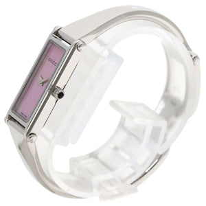 Gucci Watches Quartz 1500L Stainless Steel , Stainless Steel Silver Square face bangle Pink shell dial Women