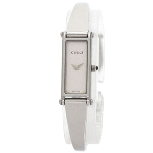 Gucci Watches Quartz 1500L Stainless Steel , Stainless Steel Silver Square face bangle Silver dial Women