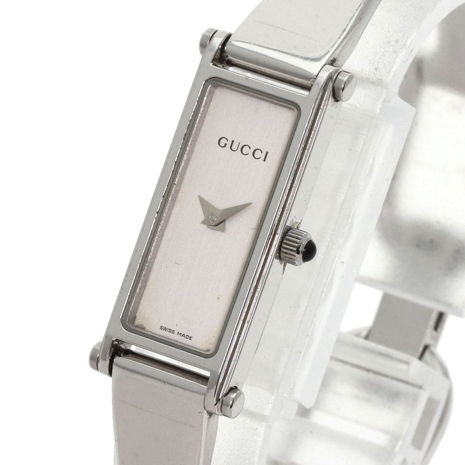 Gucci Watches Quartz 1500L Stainless Steel , Stainless Steel Silver Square face bangle Silver dial Women