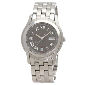 Gucci Watches Quartz 5500M Stainless Steel , Stainless Steel Silver Round face gray dial mens