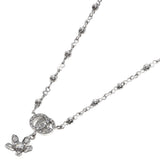 Gucci Necklace K18WG Silver GG Flora Diamond