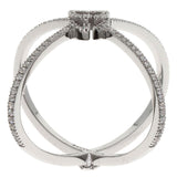 Gucci Ring K18WG Silver GG Running Diamond #10 Women