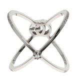 Gucci Ring K18WG Silver GG Running Diamond #10 Women