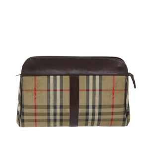 Luxury BurberrySs Nova Check Clutch Bag Canvas Beige Auth 70657