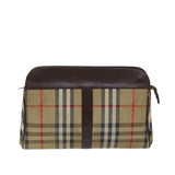 Luxury BurberrySs Nova Check Clutch Bag Canvas Beige Auth 70657