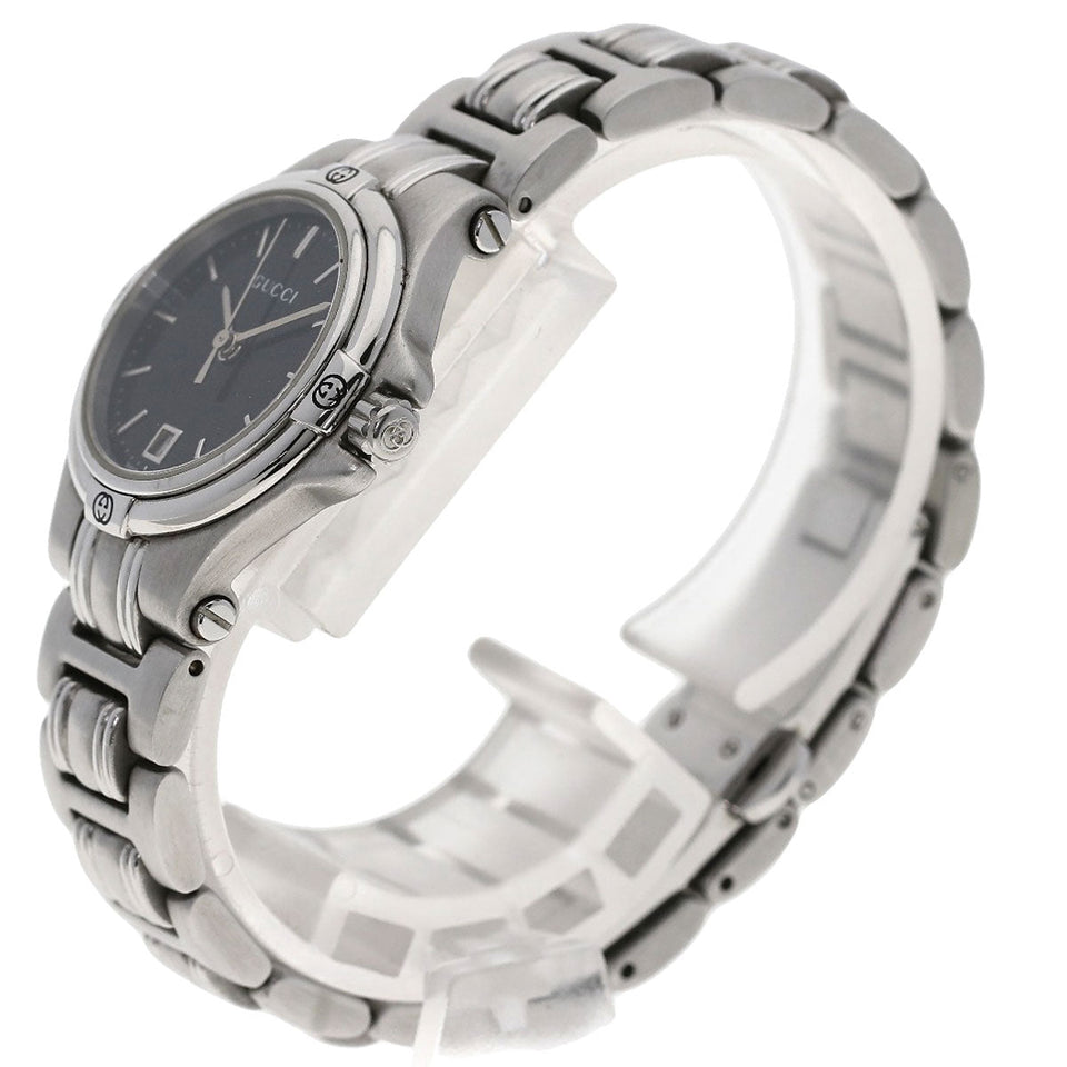 Gucci Watches Quartz 9040L Stainless Steel Silver Round face black dial