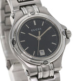Gucci Watches Quartz 9040L Stainless Steel Silver Round face black dial