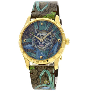 Gucci Watches Quartz YA1264187 Gold Plated gold G Timeless Tiger Motif Tiger pattern dial