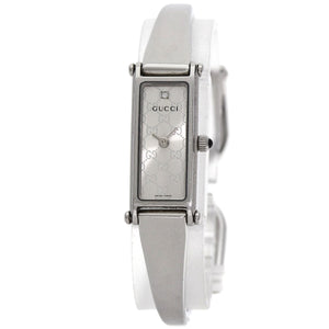 Gucci Watches Quartz 1500L Stainless Steel Silver GG square face bangle Silver dial