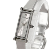 Gucci Watches Quartz 1500L Stainless Steel Silver GG square face bangle Silver dial