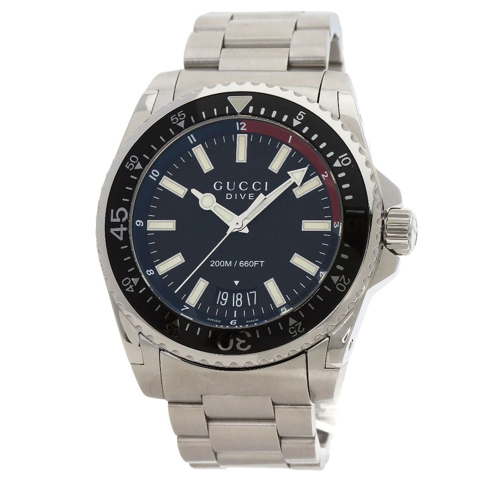 Gucci Watches Quartz YA136.2 Stainless Steel Silver Dive DIVE black dial