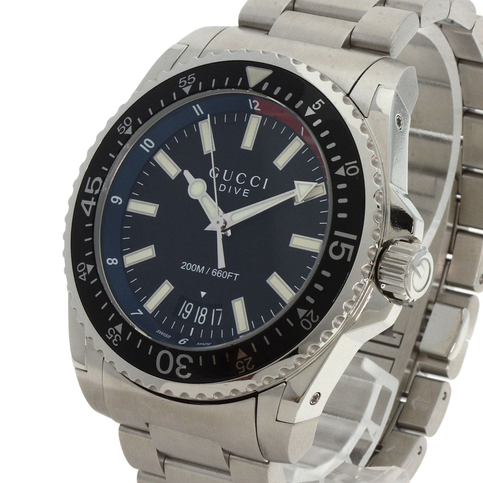 Gucci Watches Quartz YA136.2 Stainless Steel Silver Dive DIVE black dial