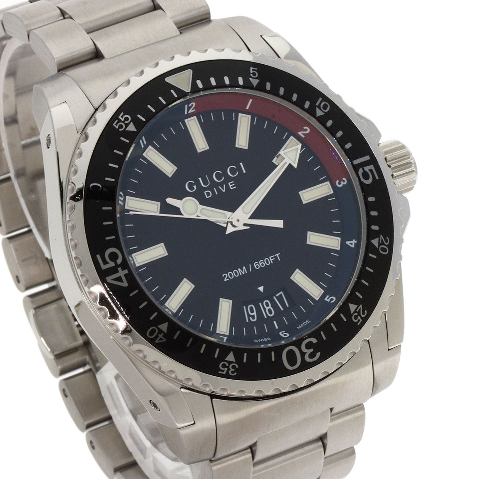 Gucci Watches Quartz YA136.2 Stainless Steel Silver Dive DIVE black dial