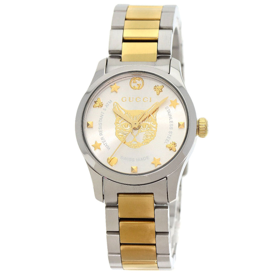 Gucci Watches Quartz 126.5 Stainless Steel gold G Timeless Cat Silver dial
