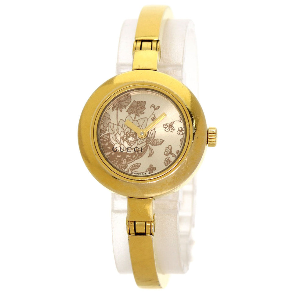 Gucci Watches Quartz 105 Gold Plated gold Flora Round Face gold dial