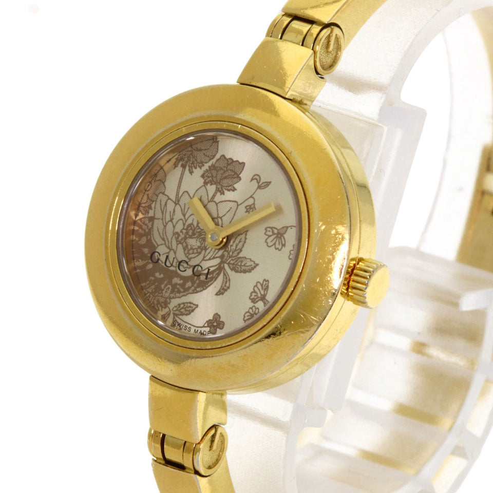 Gucci Watches Quartz 105 Gold Plated gold Flora Round Face gold dial