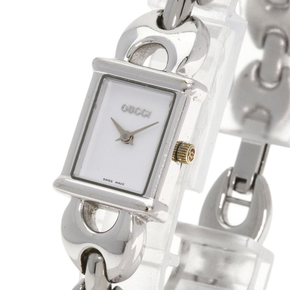 Gucci Watches Quartz 1800L Stainless Steel Silver Square face white dial